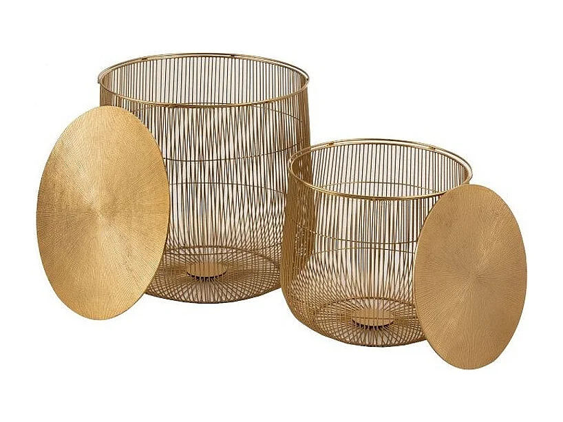 Lot de 2 Tables d'Appoint "Panier" 49cm Or