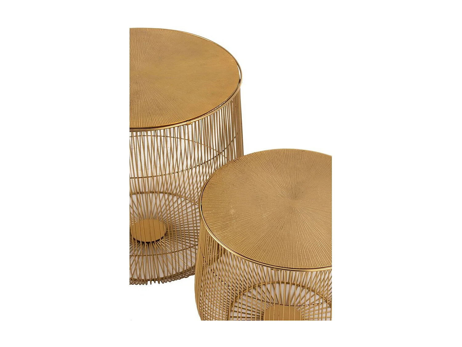 Lot de 2 Tables d'Appoint "Panier" 49cm Or