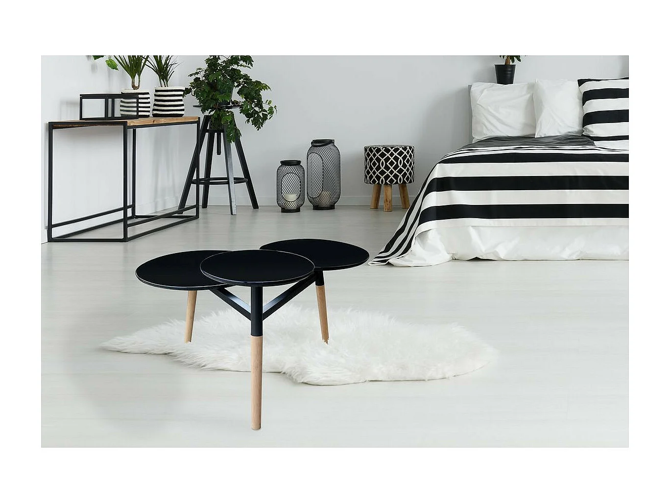 Table d'Appoint Design "Butler" 86cm Noir