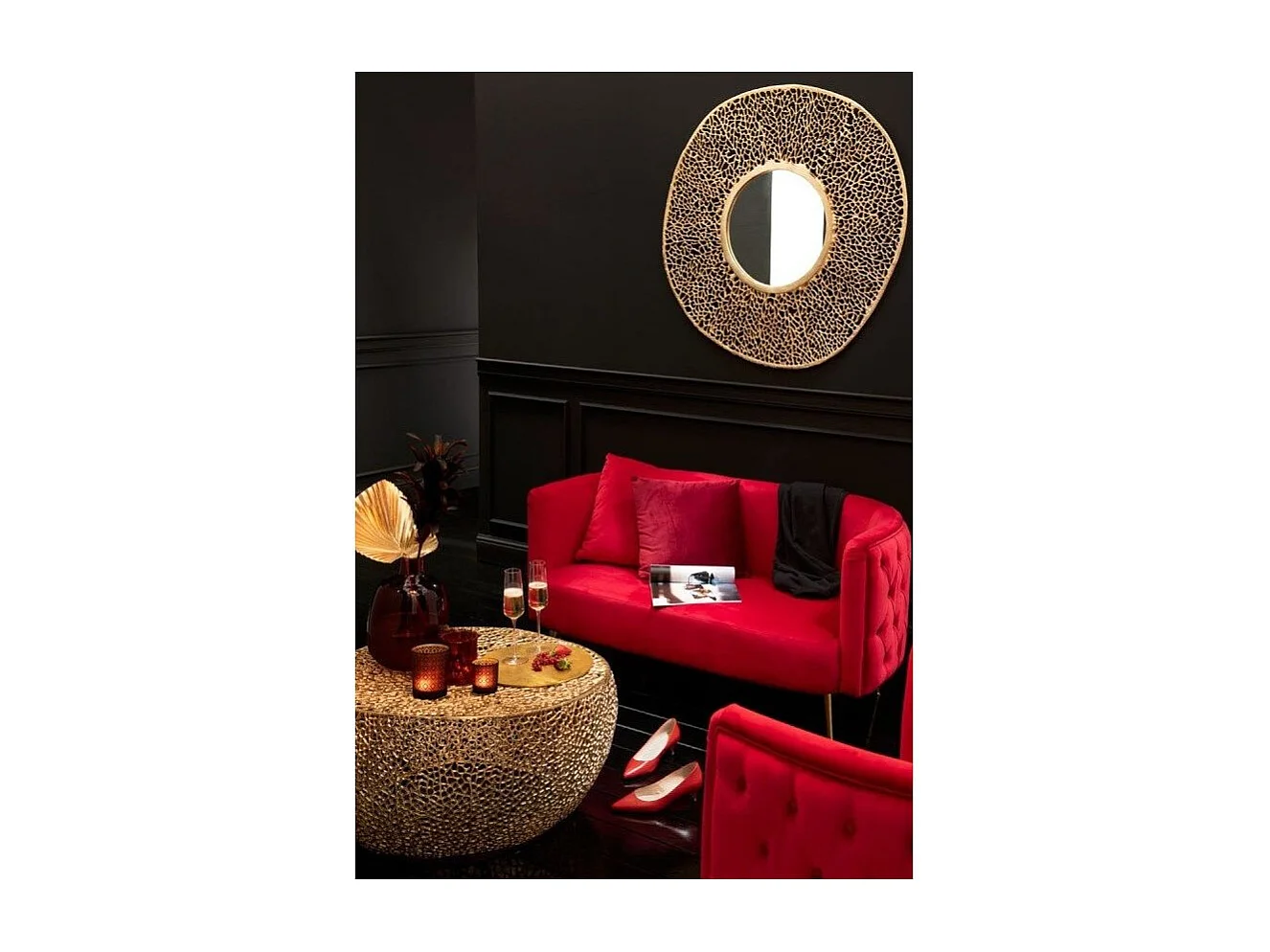 Table d'Appoint Design "Corail" 81cm Or