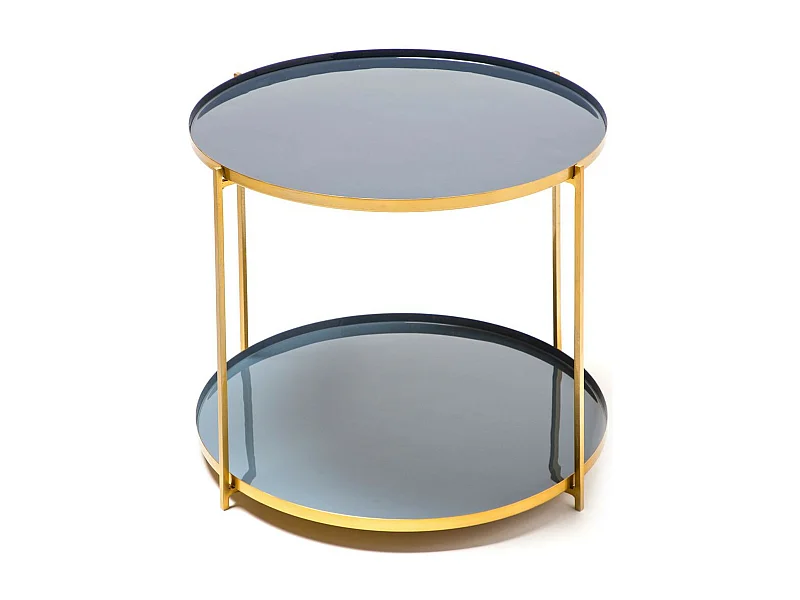 Table d'Appoint Design "Tessa" 50cm Bleu & Gris