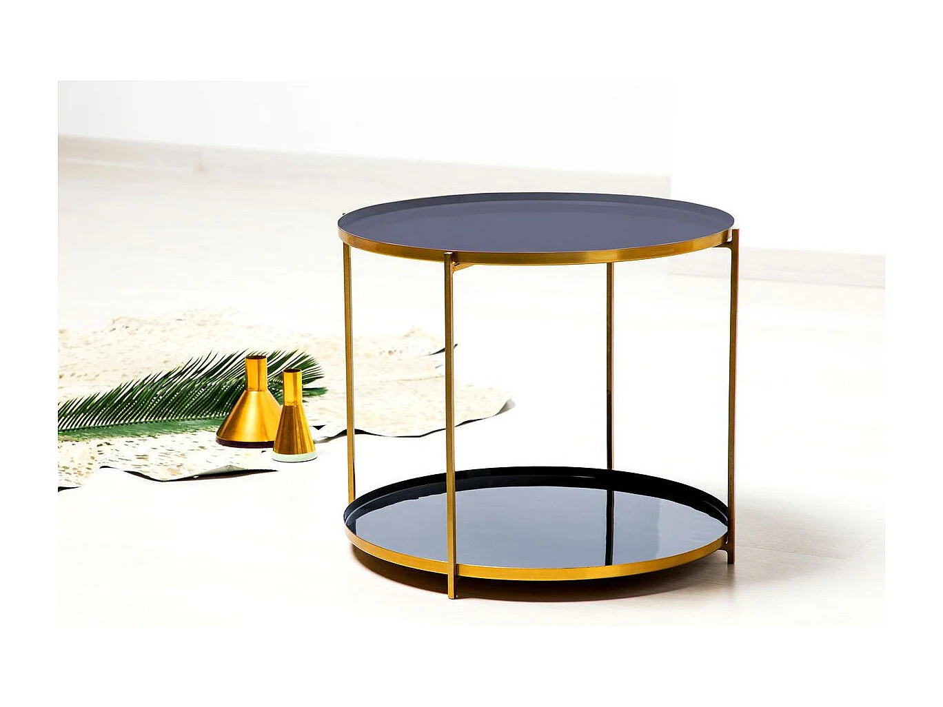 Table d'Appoint Design "Tessa" 50cm Bleu & Gris