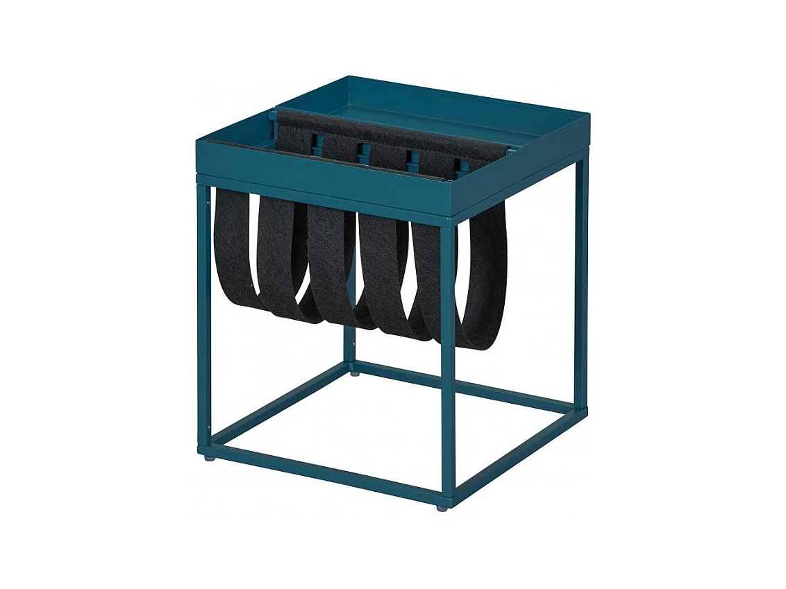 Bubbly blauwe metalen vierkante bijzettafel 35 cm