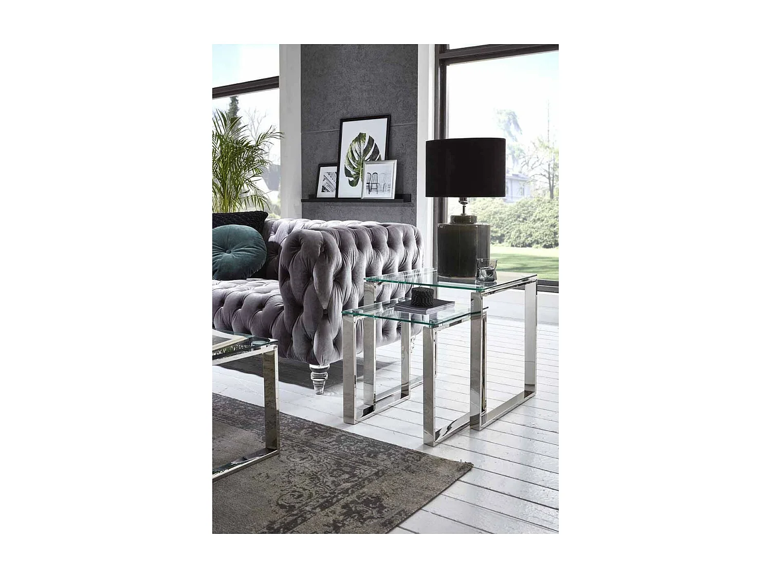 Table d'Appoint Design "Hytin" 45cm Argent