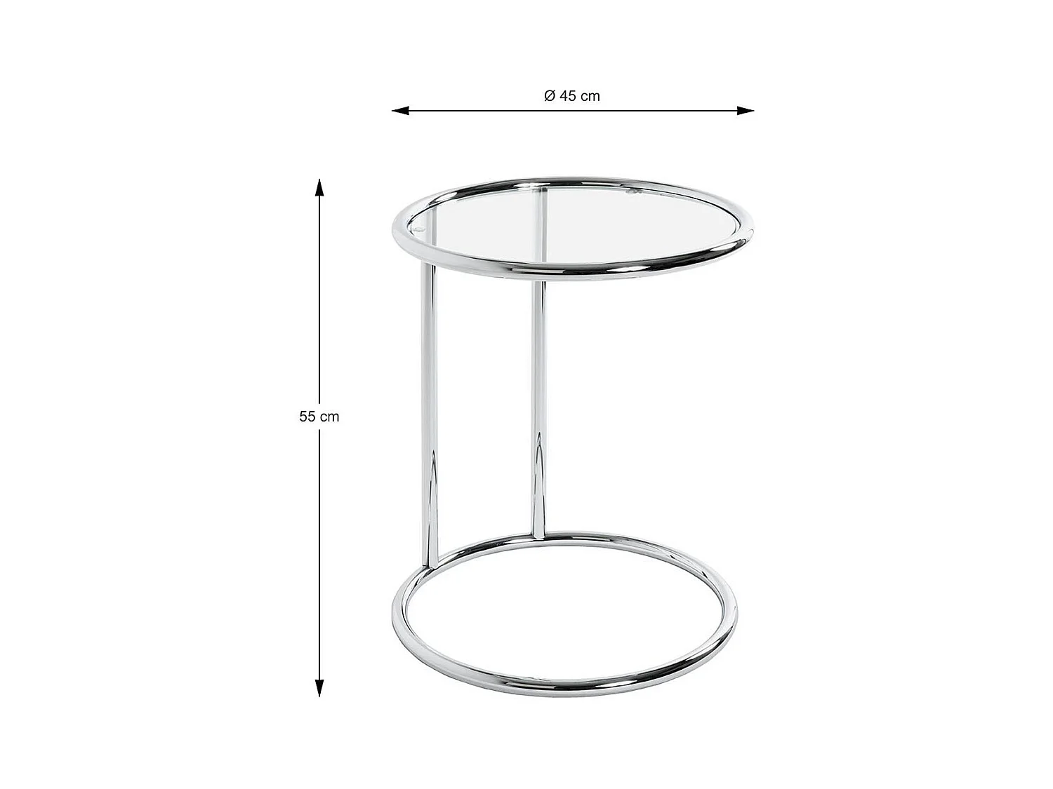 Table d'Appoint en Verre "Blaise" 55cm Argent