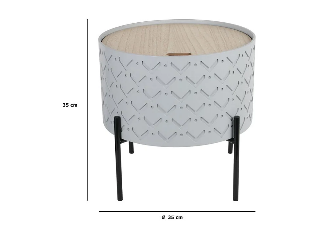 Table D Appoint Coffre Bois A Motif Gris Gris
