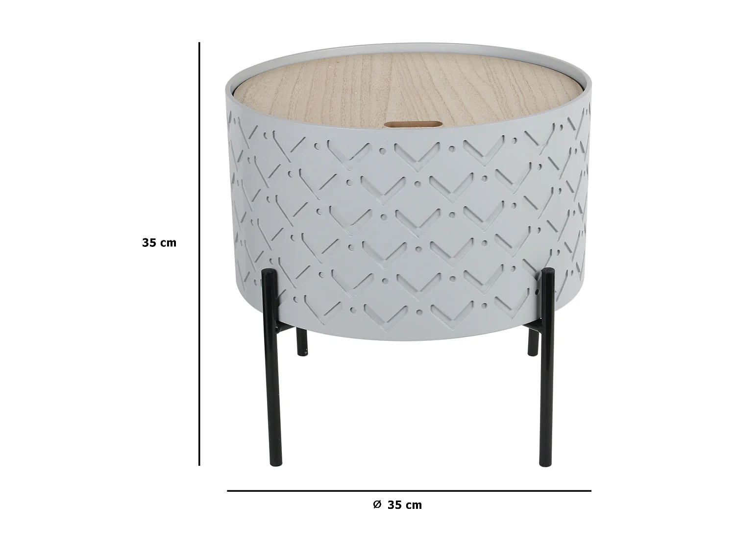 Table D Appoint Coffre Bois A Motif Gris Gris