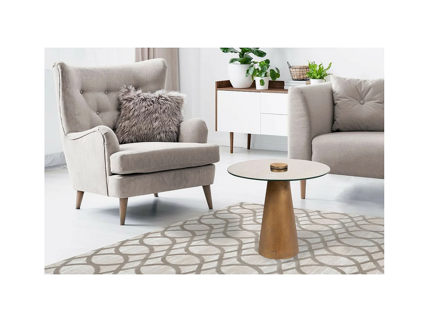 Table d'Appoint Design "Scotch" 42cm Naturel