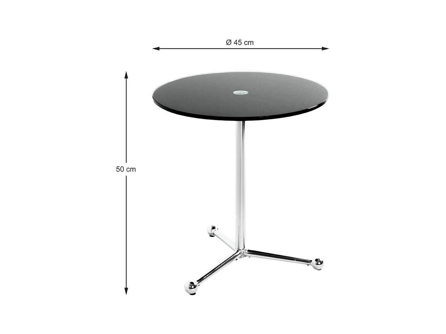 Table d'Appoint Design "Limana" 50cm Noir & Chromé