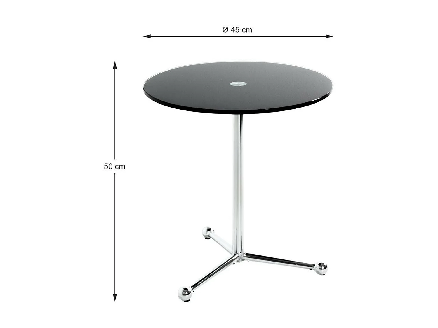 Table d'Appoint Design "Limana" 50cm Noir & Chromé