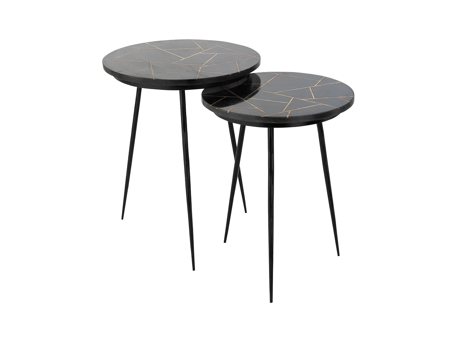 Lot de 2 Tables Gigognes "Lolita" 56cm Or & Noir