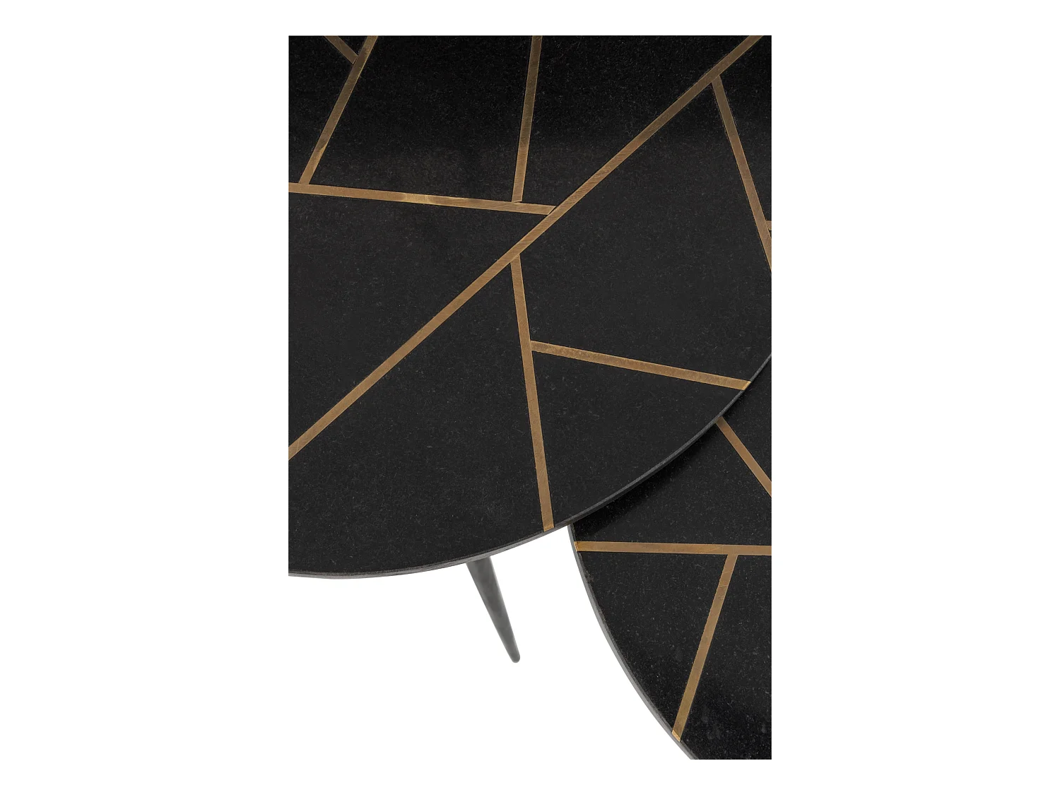 Lot de 2 Tables Gigognes "Lolita" 56cm Or & Noir