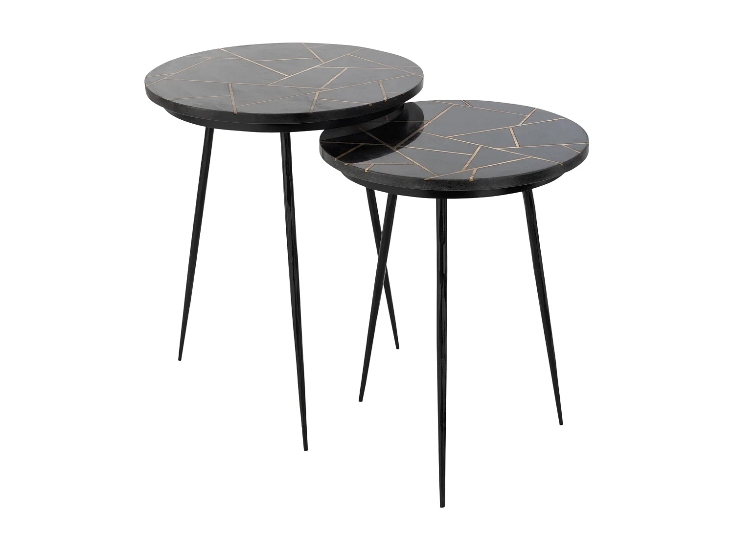 Lot de 2 Tables Gigognes "Lolita" 56cm Or & Noir