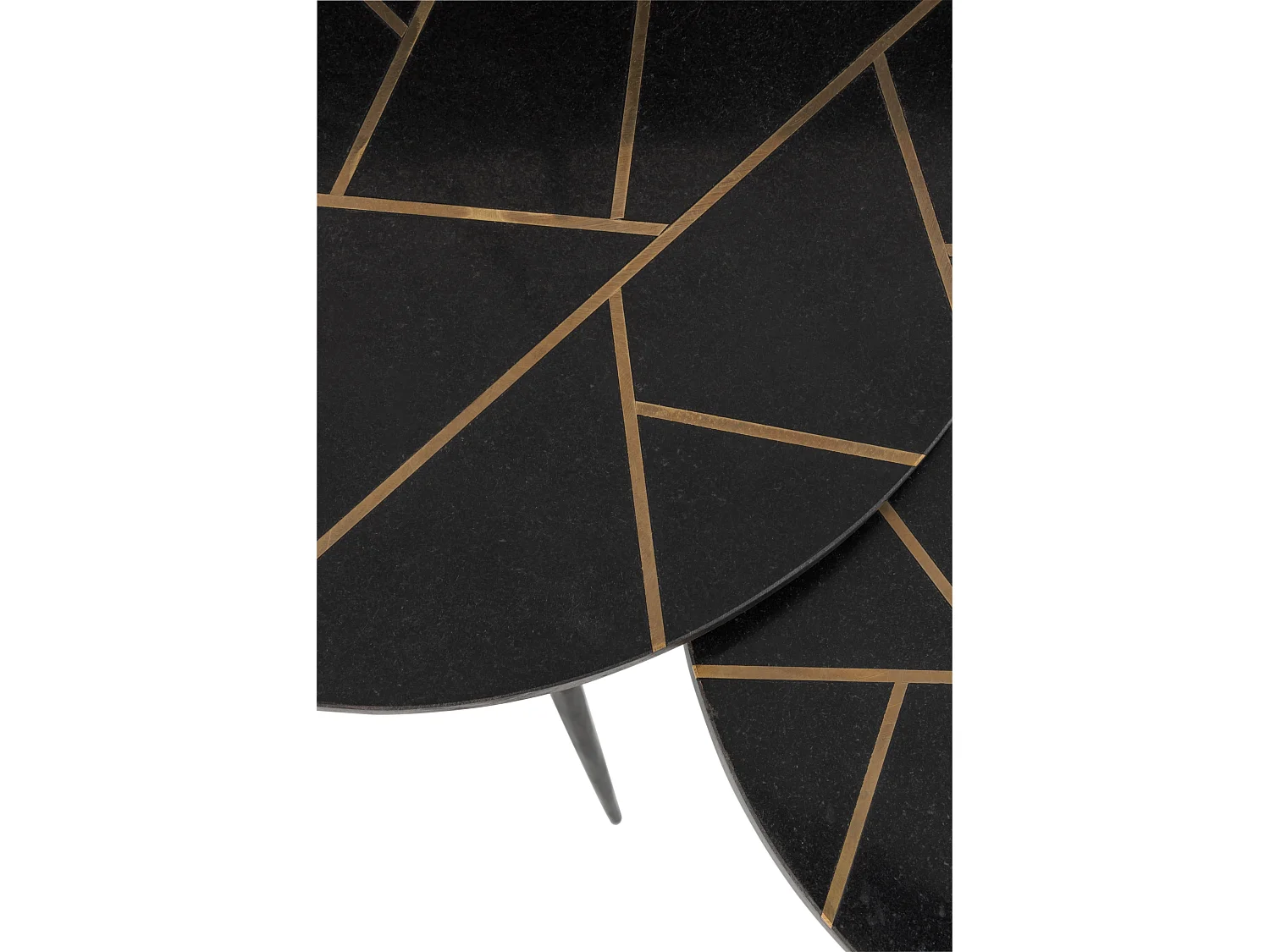 Lot de 2 Tables Gigognes "Lolita" 56cm Or & Noir