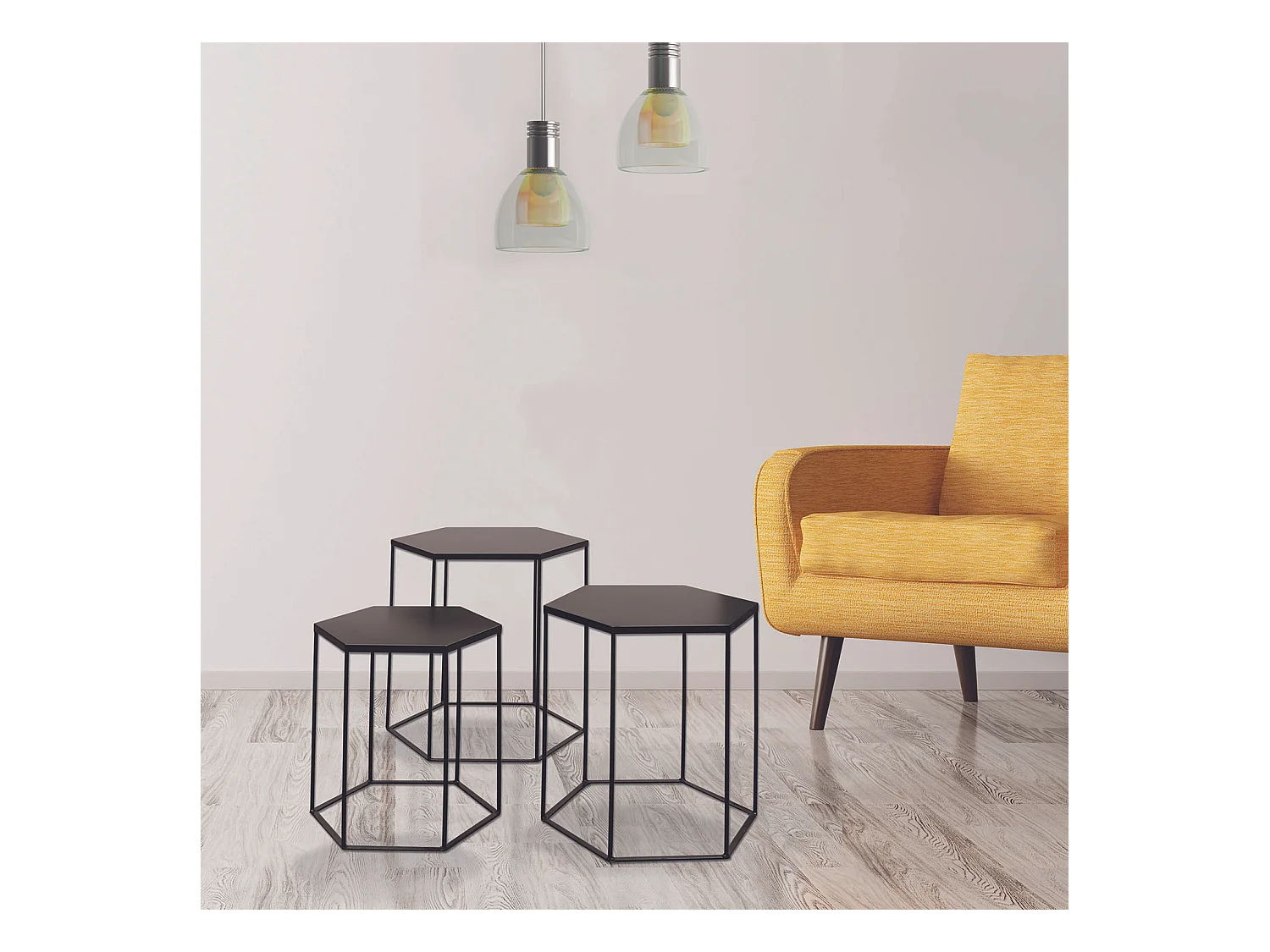 Table Metal Hexagone X3 Alveola Noir
