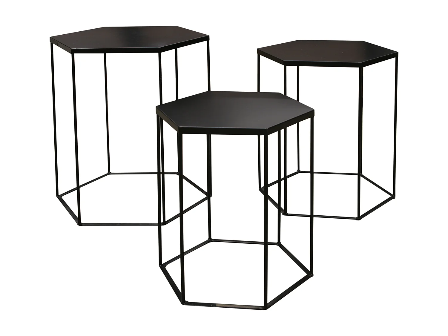 Table Metal Hexagone X3 Alveola Noir