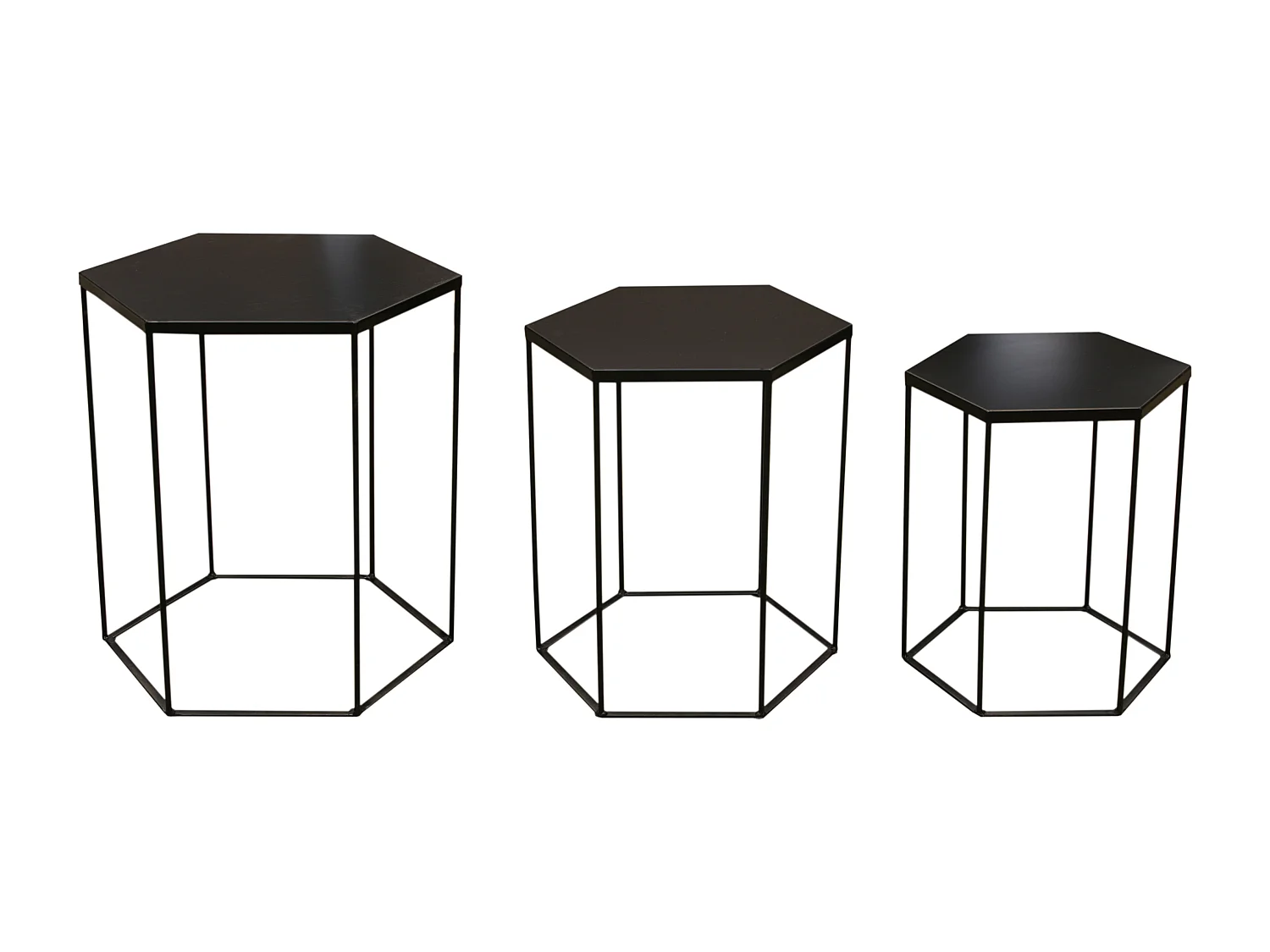 Table Metal Hexagone X3 Alveola Noir