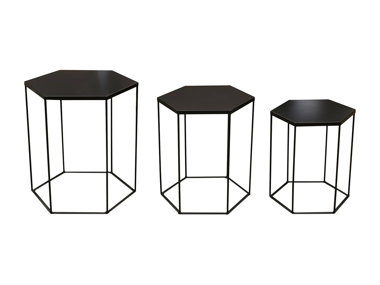 Table Metal Hexagone X3 Alveola Noir