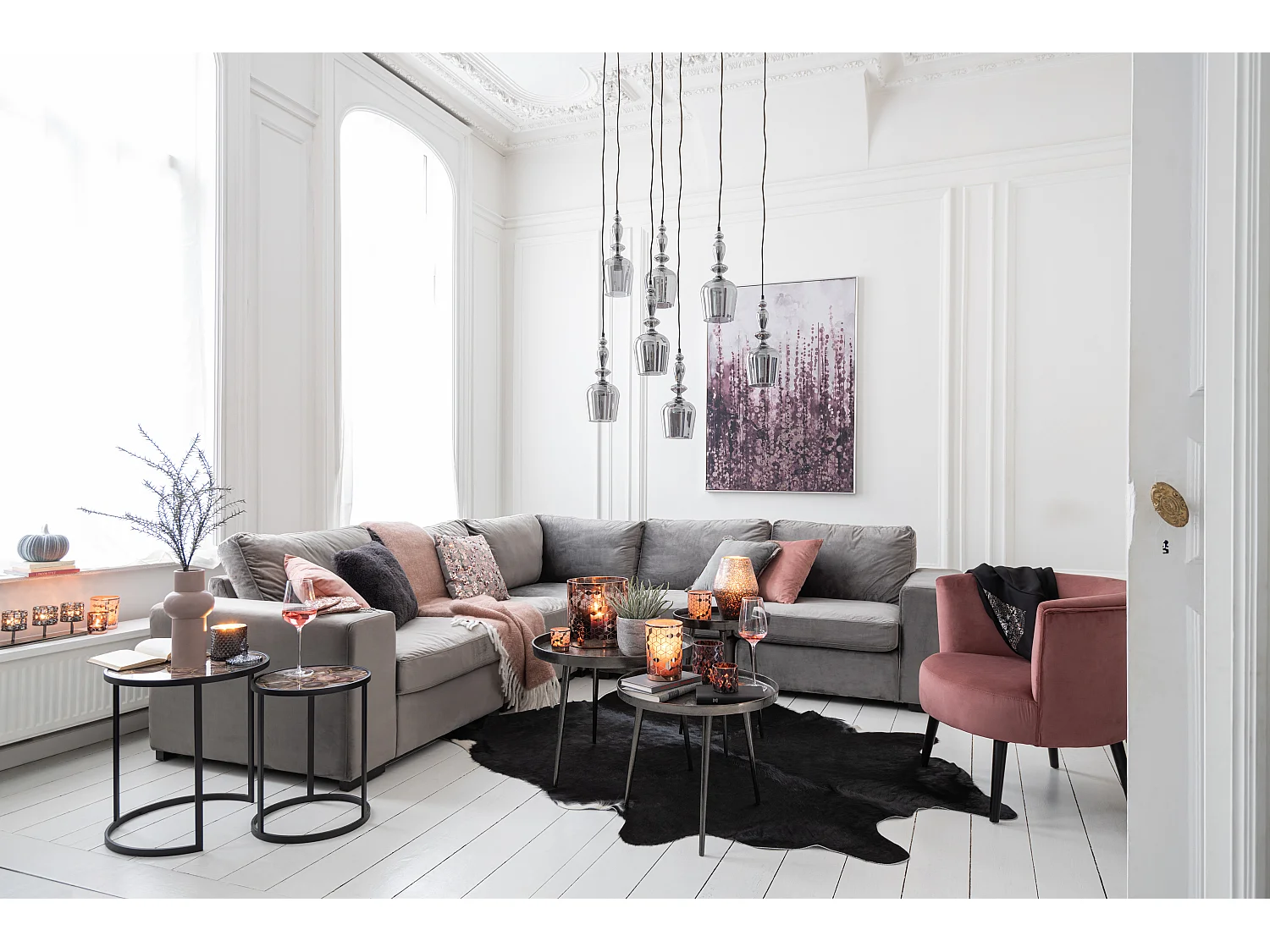 Lot de 3 Tables d'Appoint Rondes "Cario" 61cm Gris