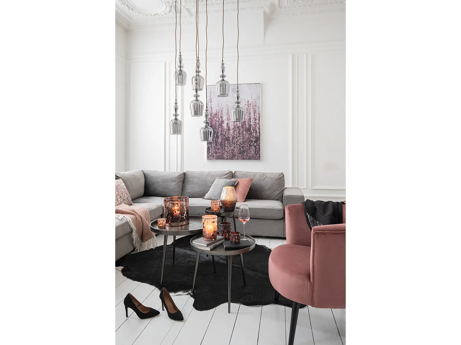 Lot de 3 Tables d'Appoint Rondes "Cario" 61cm Gris