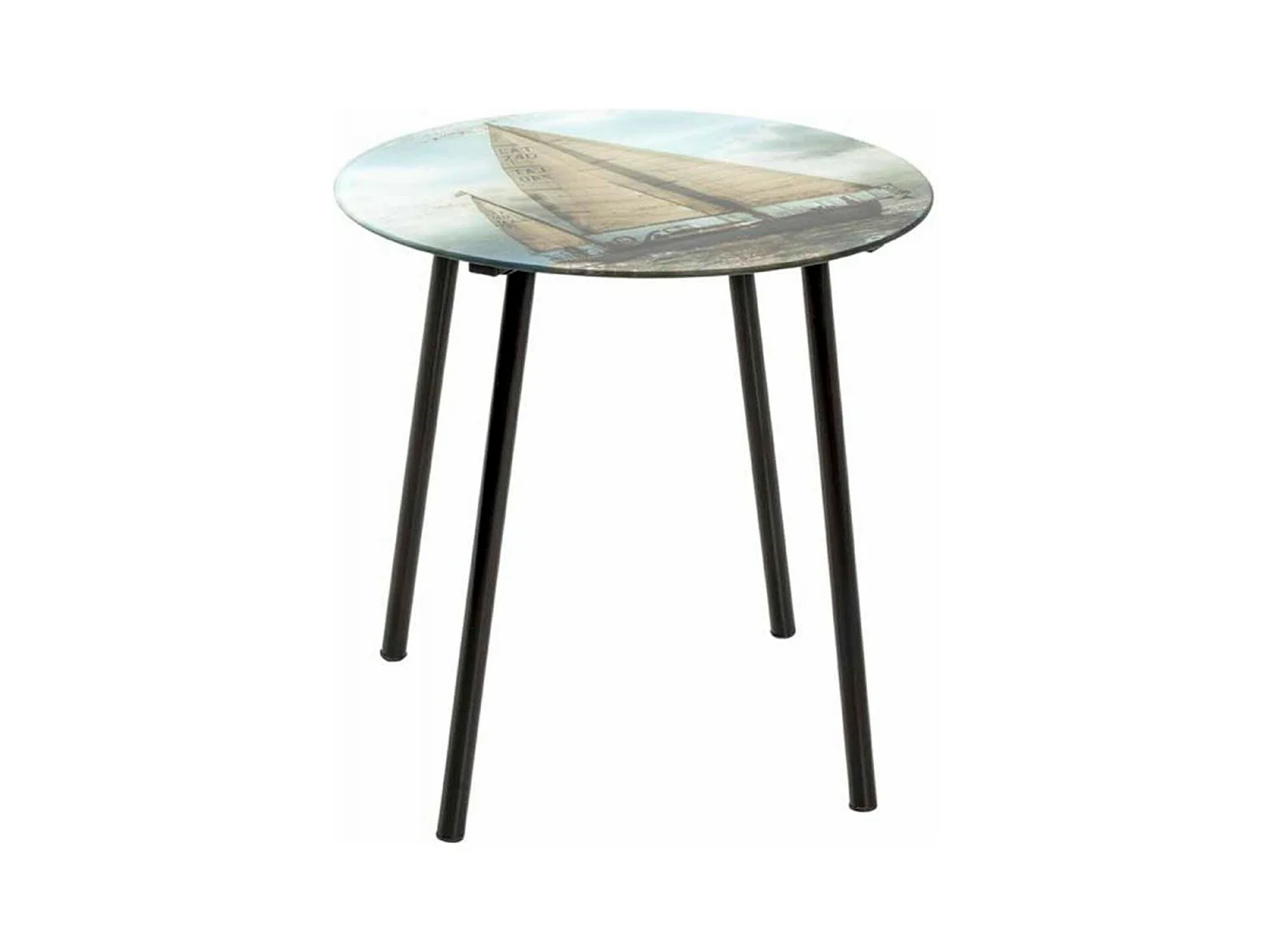 Table d'Appoint Design "Voilier" 41cm Noir & Bleu