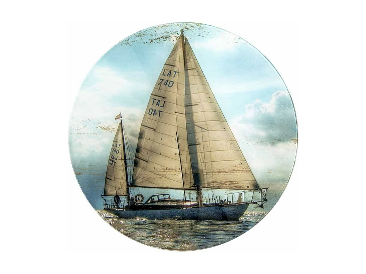 Table d'Appoint Design "Voilier" 41cm Noir & Bleu