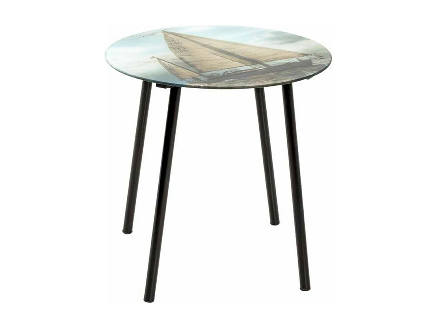 Table d'Appoint Design "Voilier" 41cm Noir & Bleu