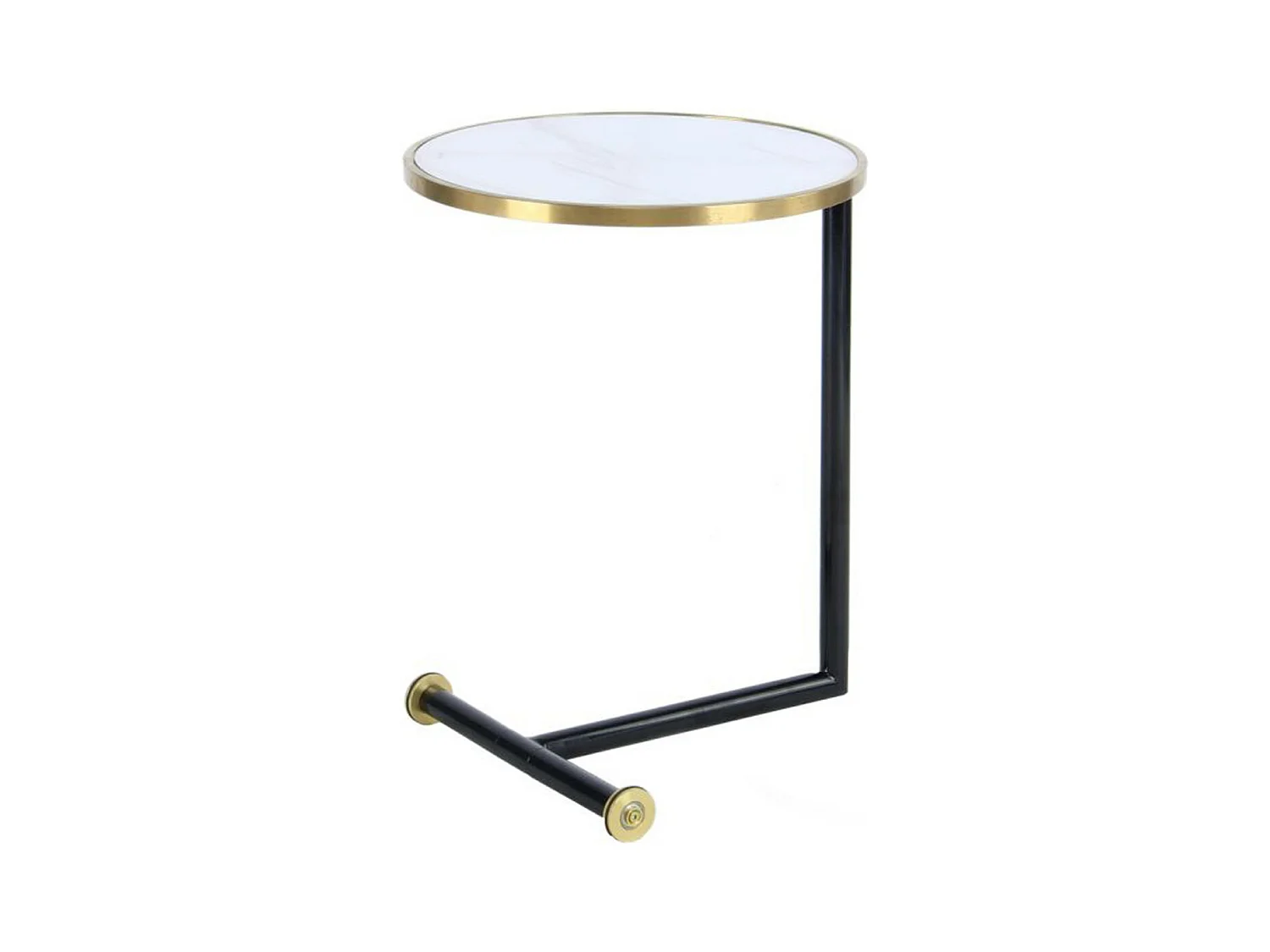 Table d'Appoint Design "Servant" 62cm Or & Blanc