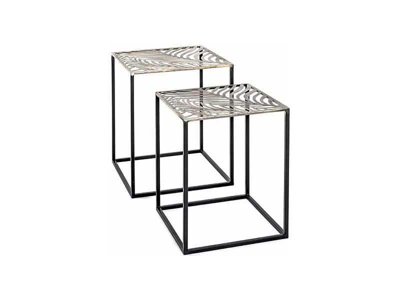 Lot de 2 Tables d'Appoint Carrées "Aglae" 50cm Bronze