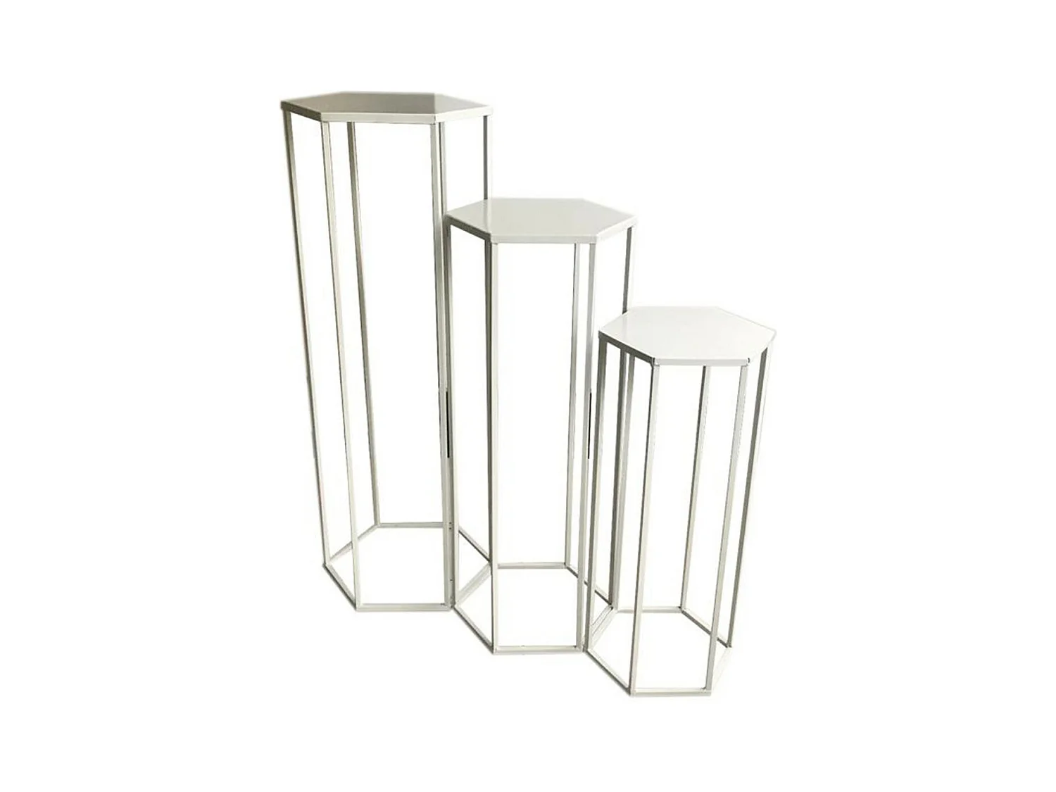 Lot de 3 Sellettes Gigognes "Métal" 90cm Blanc