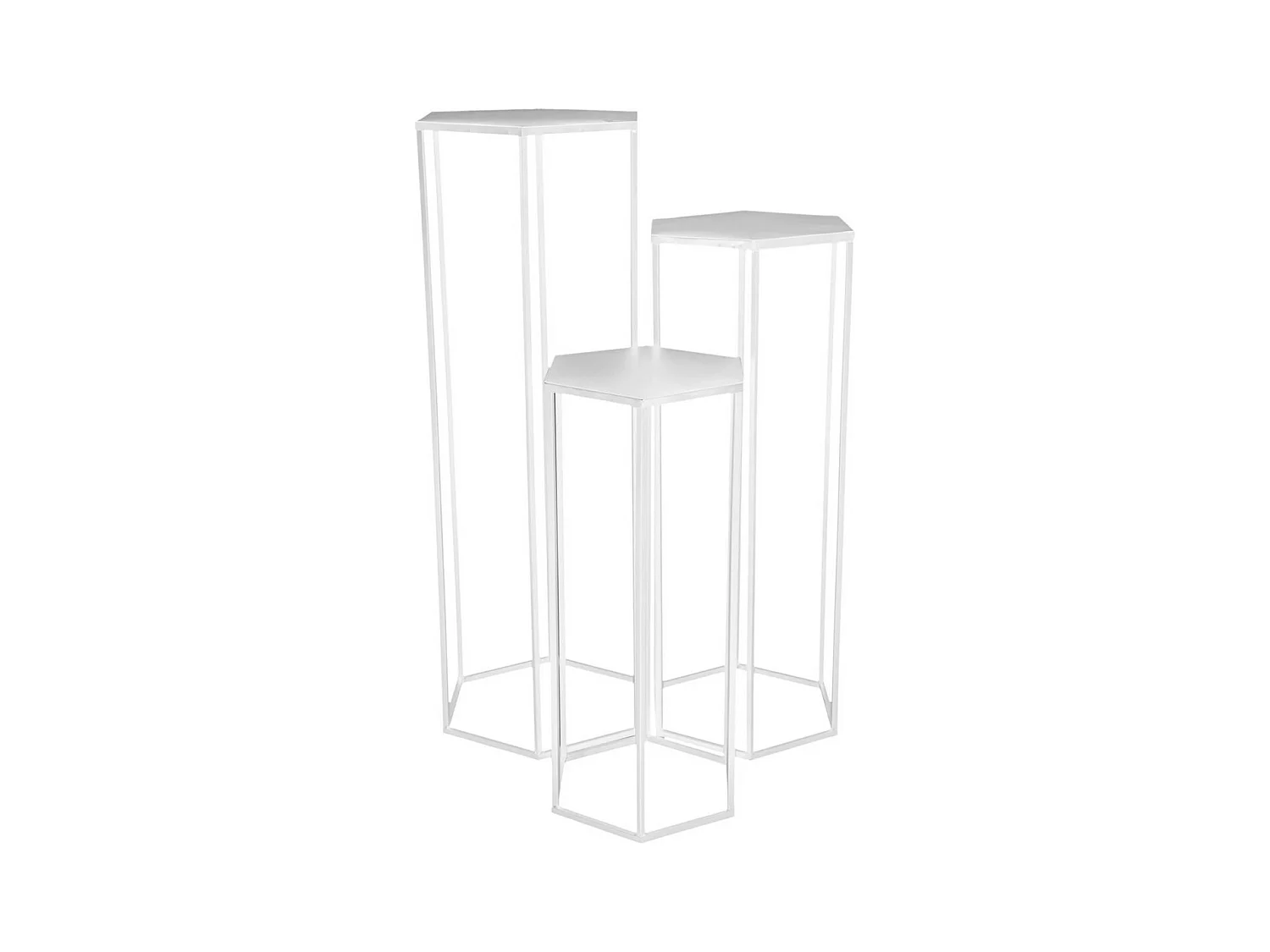 Lot de 3 Sellettes Gigognes "Métal" 90cm Blanc