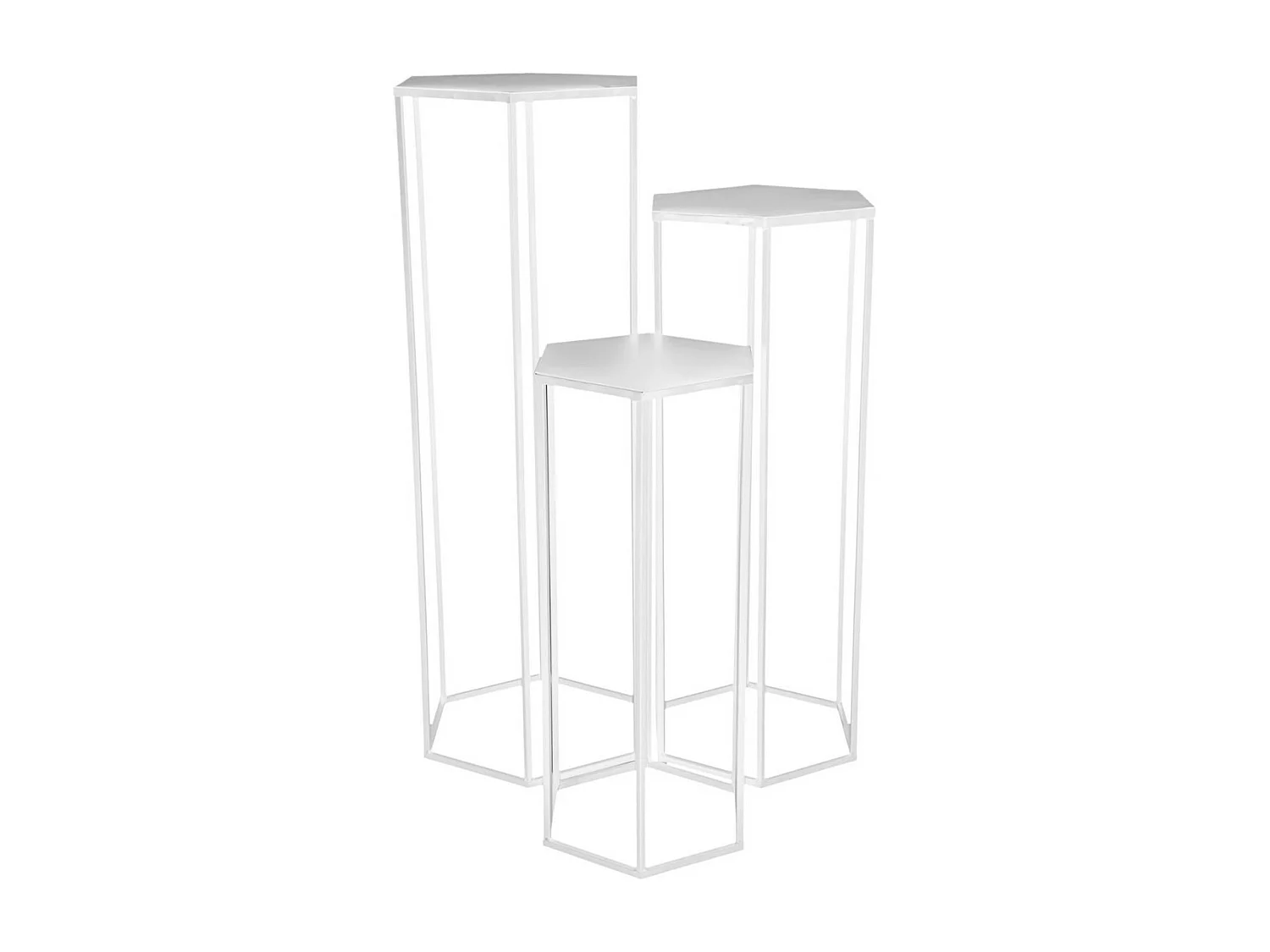 Lot de 3 Sellettes Gigognes "Métal" 90cm Blanc