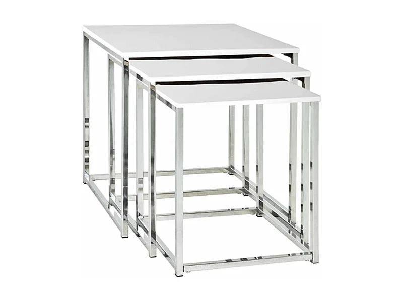 Lot de 3 Tables d'Appoint "Zélie" 42cm Blanc