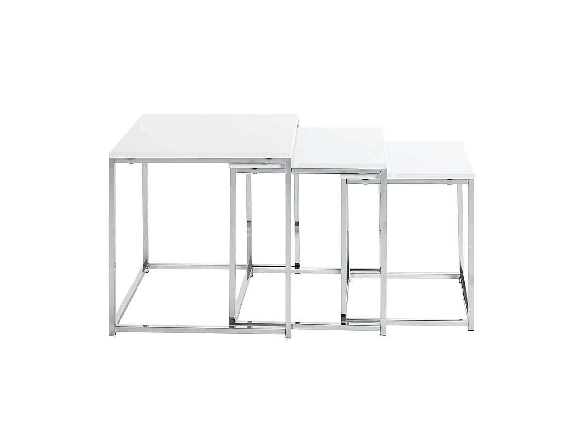 Lot de 3 Tables d'Appoint "Zélie" 42cm Blanc
