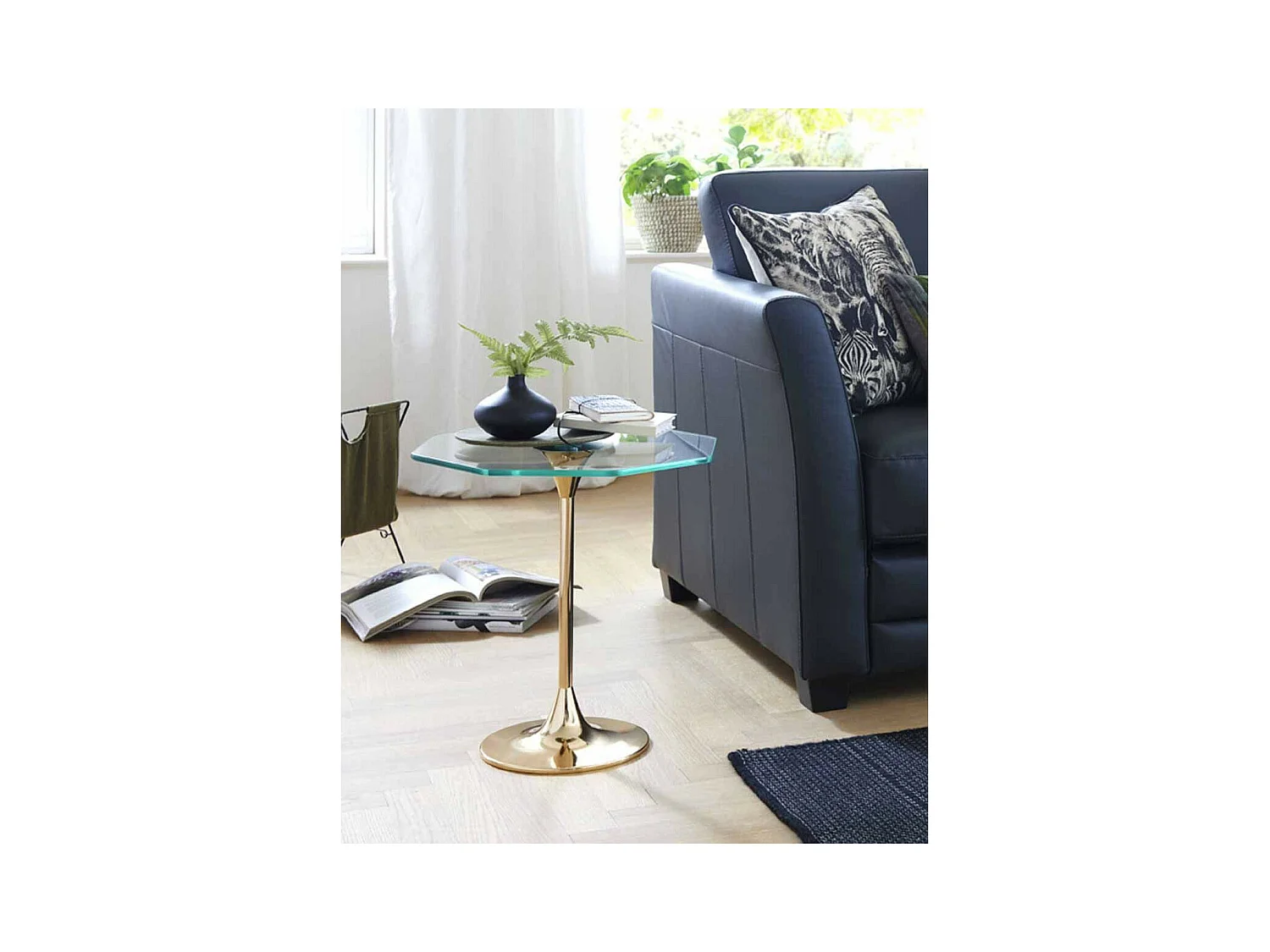 Table d'Appoint Design en Verre "Lya" 47cm Or