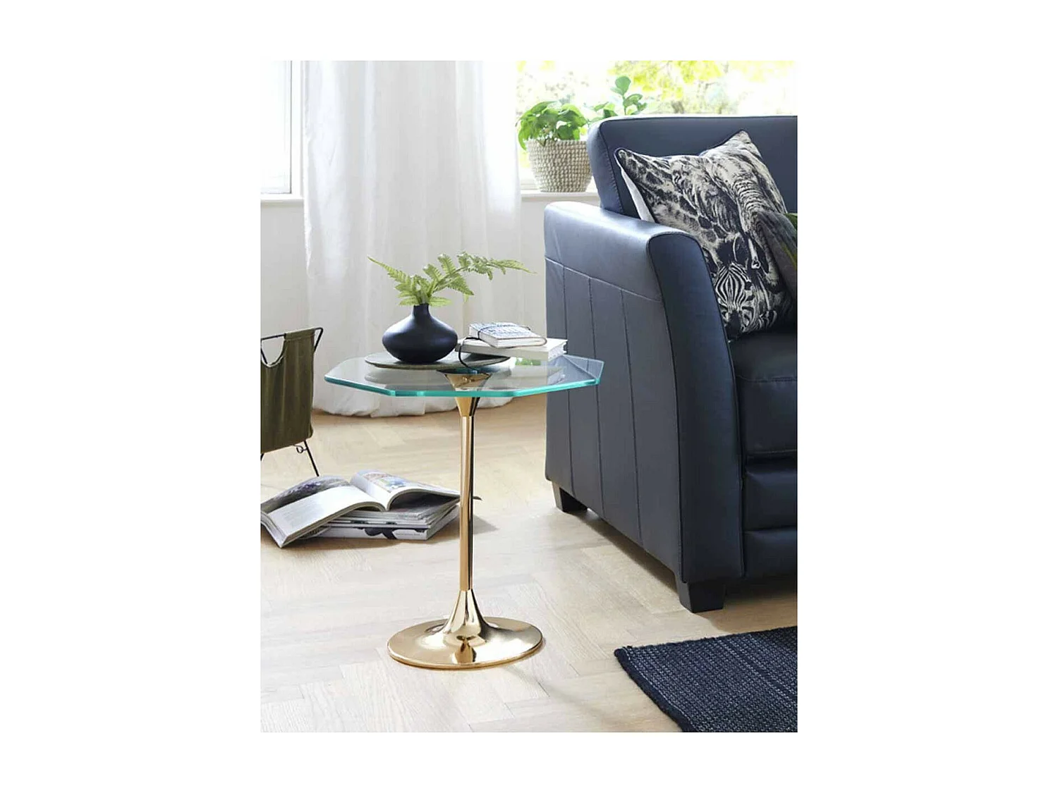 Table d'Appoint Design en Verre "Lya" 47cm Or