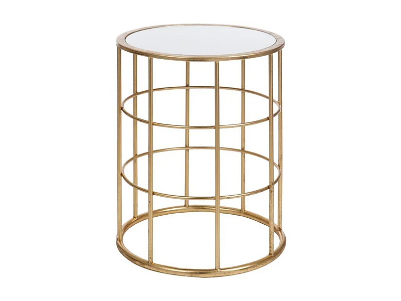 Ronde glazen bijzettafel Arya en poten van goudkleurig metaal D 40 cm