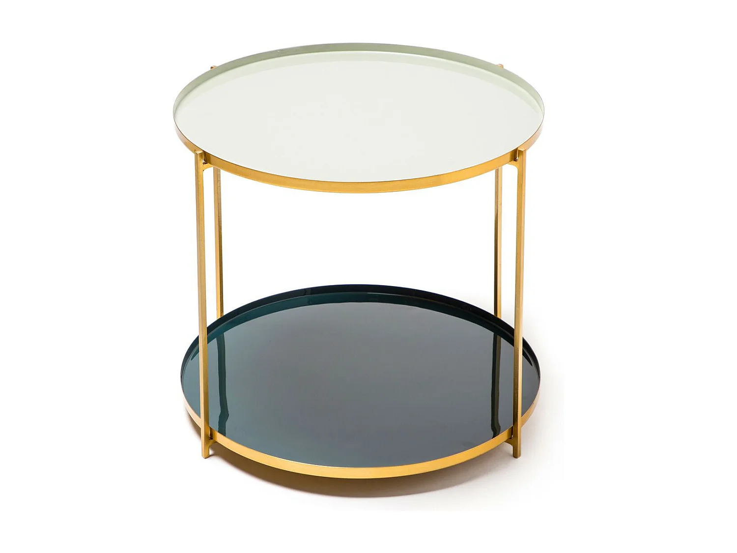 Table d'Appoint Design "Tessa" 50cm Gris & Pétrole