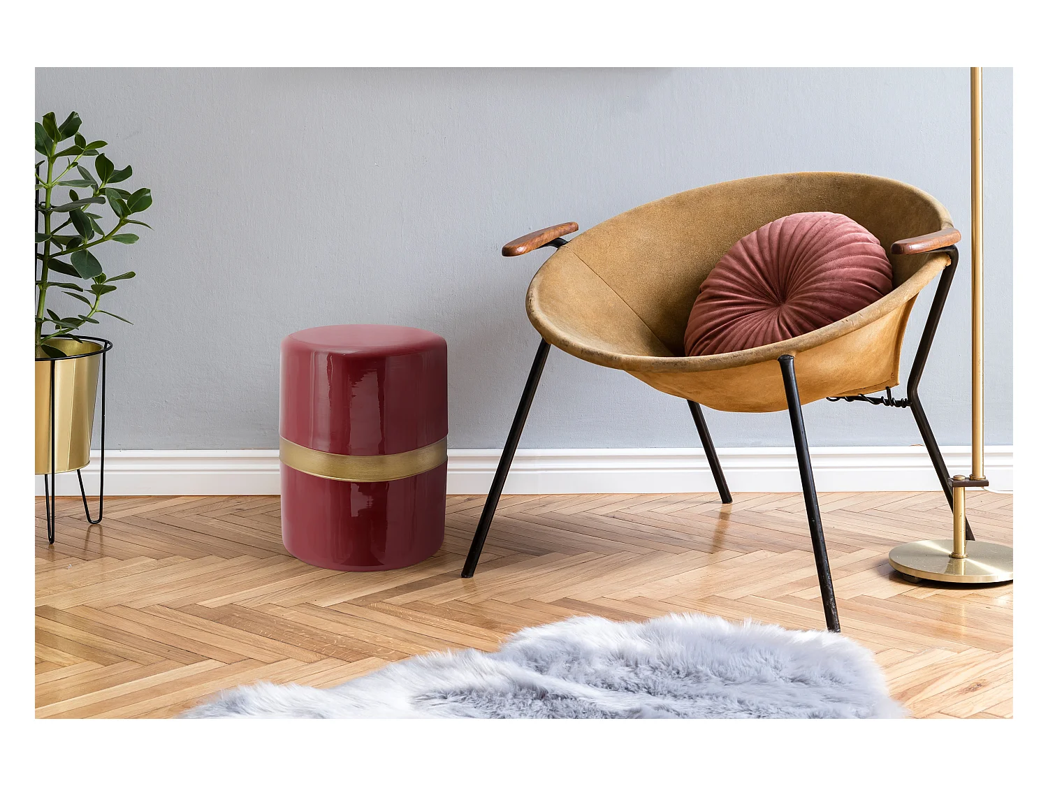 Table d'Appoint Design "Lolan" 47cm Prune