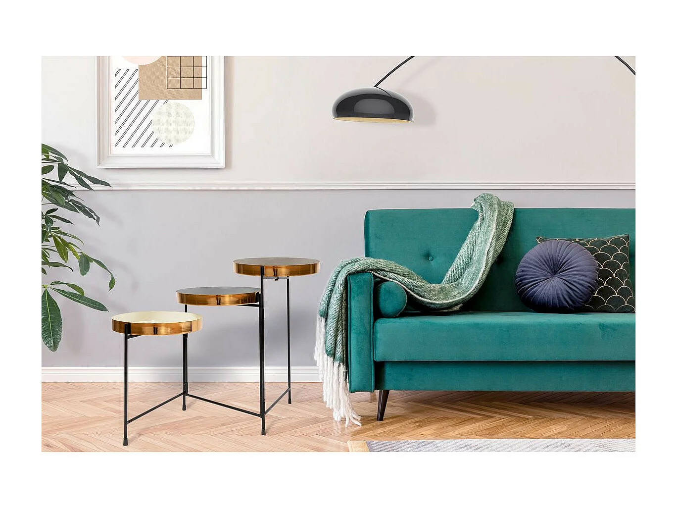 Lot de 3 Tables d'Appoint "Morrison" 96cm Crème