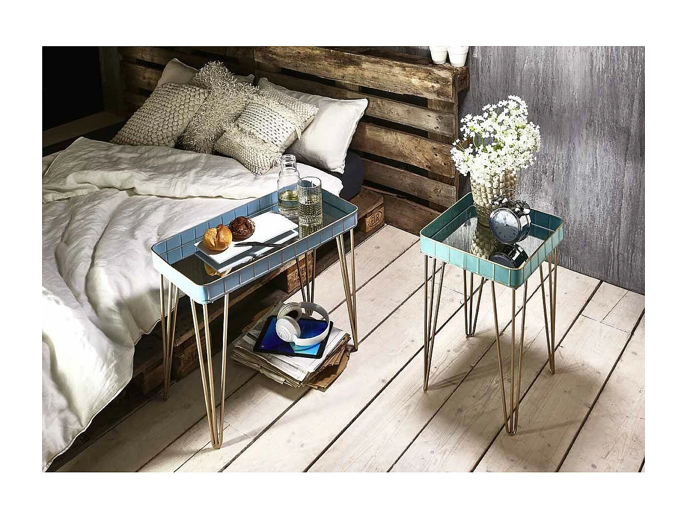 Table d'Appoint Déco "Andrés" 56cm Turquoise