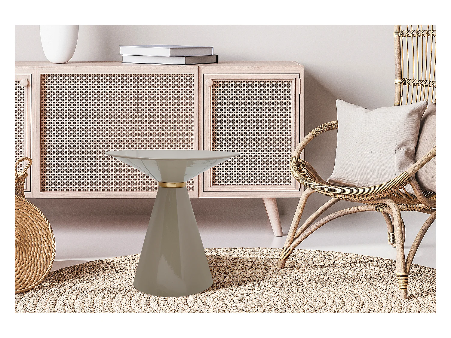 Table d'Appoint Design "Pina" 46cm Taupe