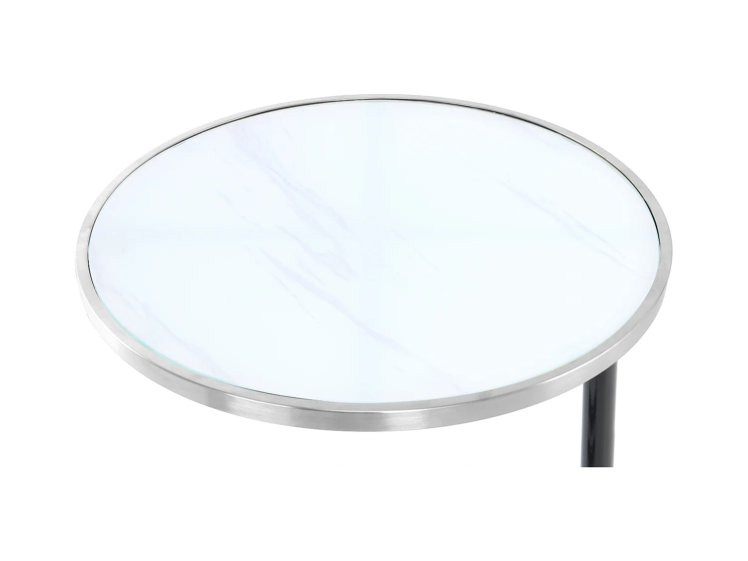 Table d'Appoint Design "Servant" 62cm Argent & Blanc