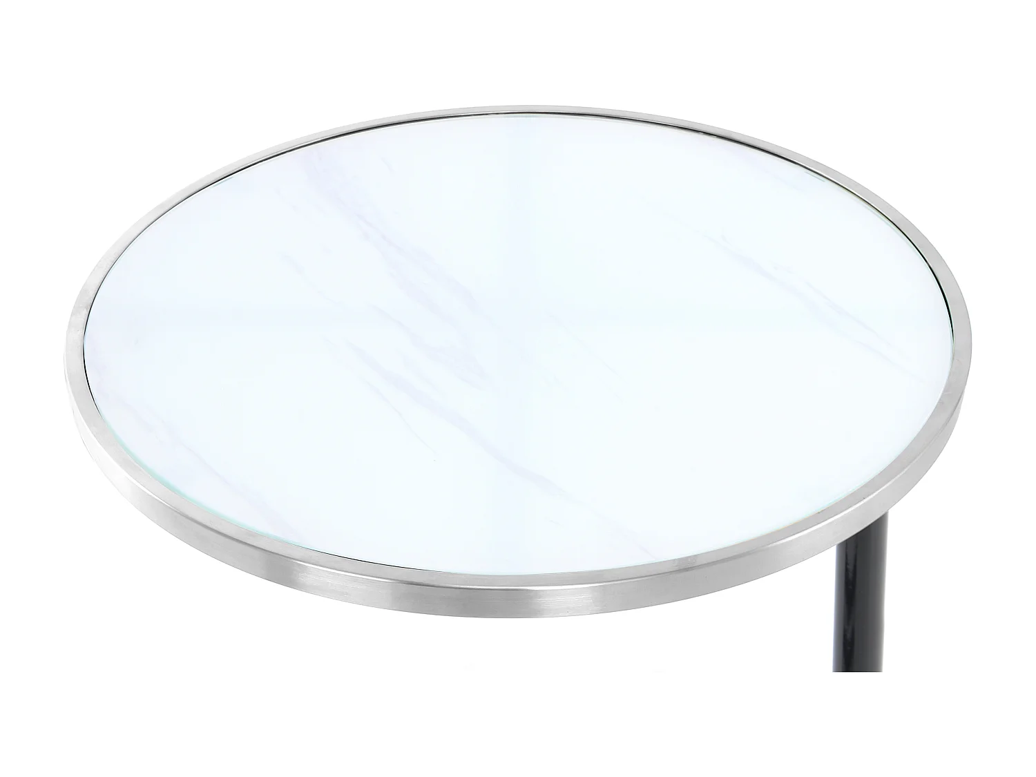 Table d'Appoint Design "Servant" 62cm Argent & Blanc