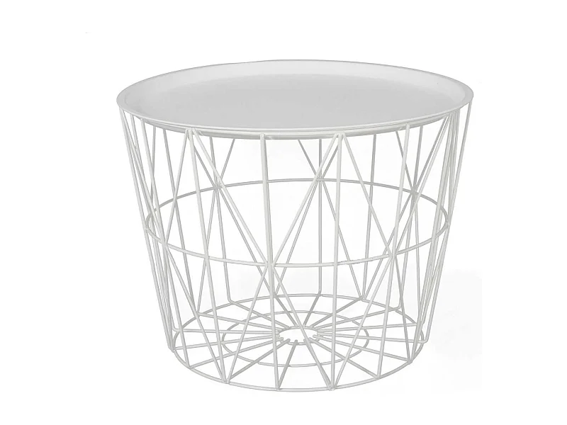 Table Filaire Metal Blanc Diametre 50cm Blanc