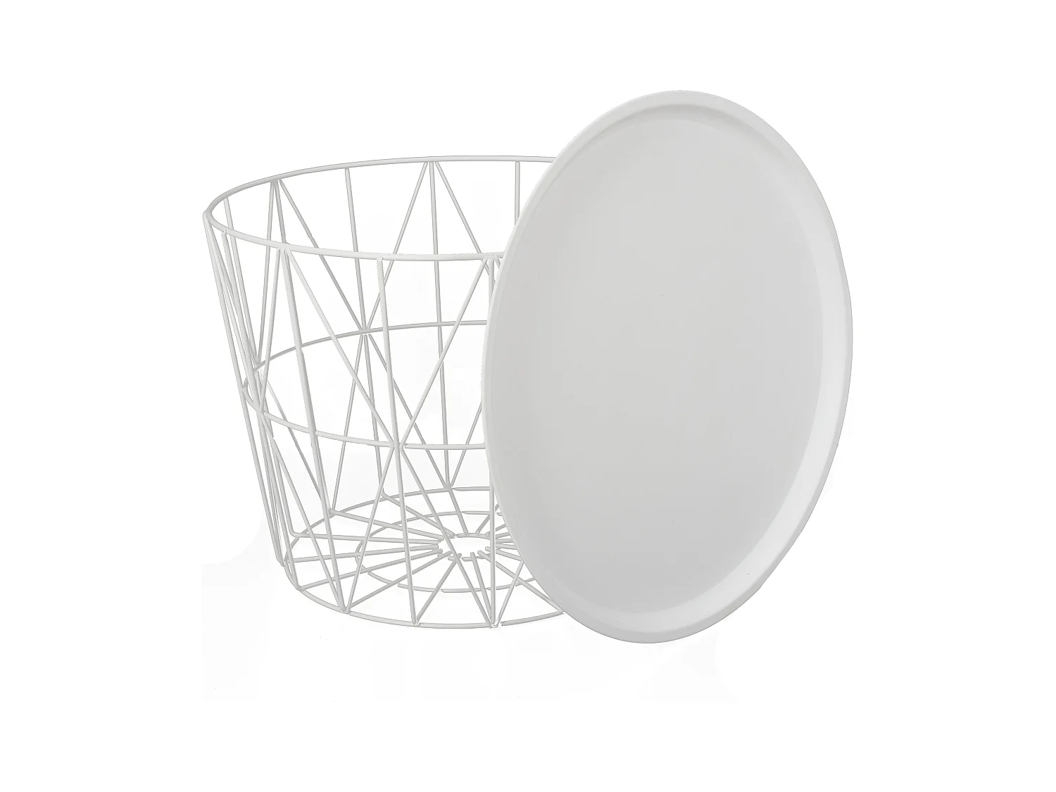 Table Filaire Metal Blanc Diametre 50cm Blanc