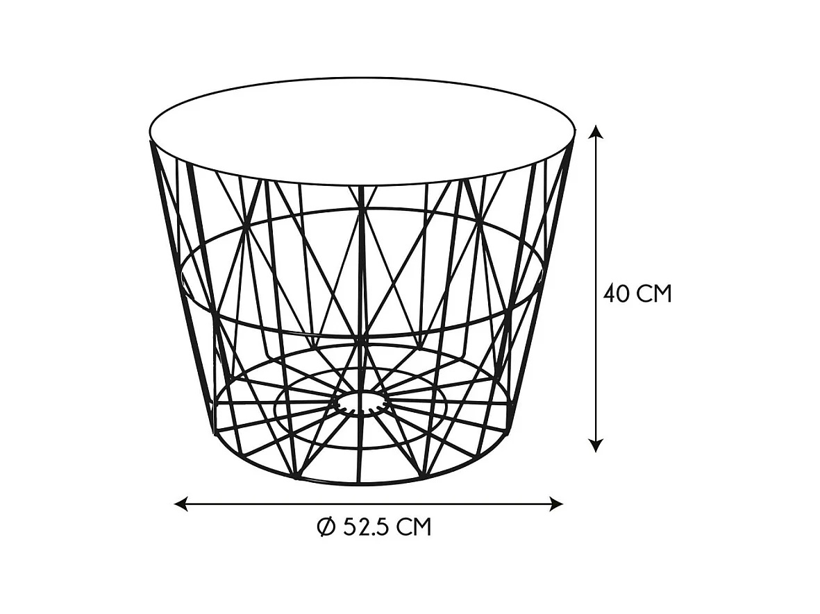 Table Filaire Metal Blanc Diametre 50cm Blanc
