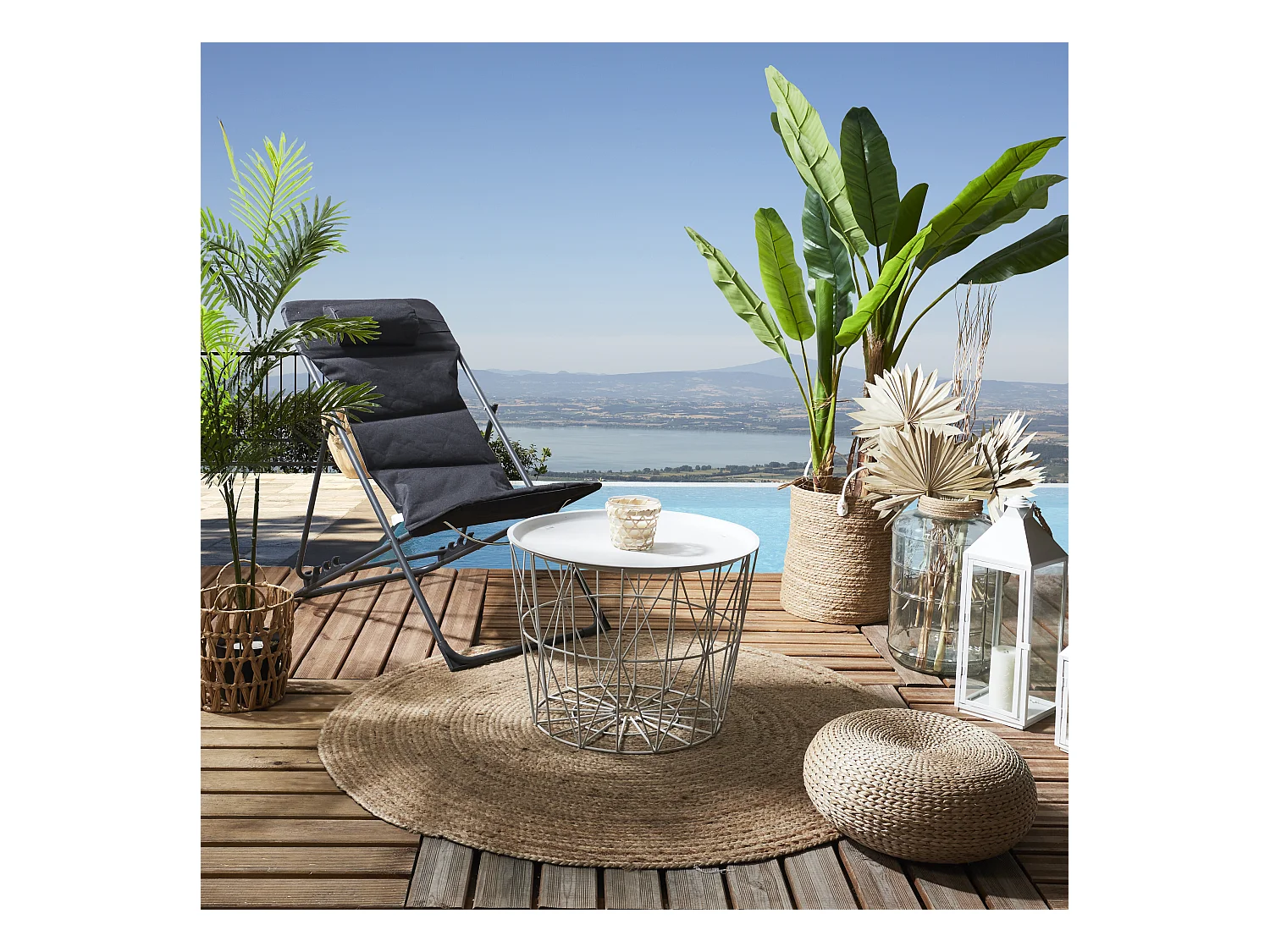 Table Filaire Metal Blanc Diametre 50cm Blanc