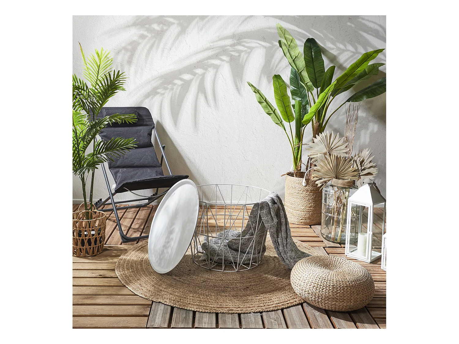 Table Filaire Metal Blanc Diametre 50cm Blanc