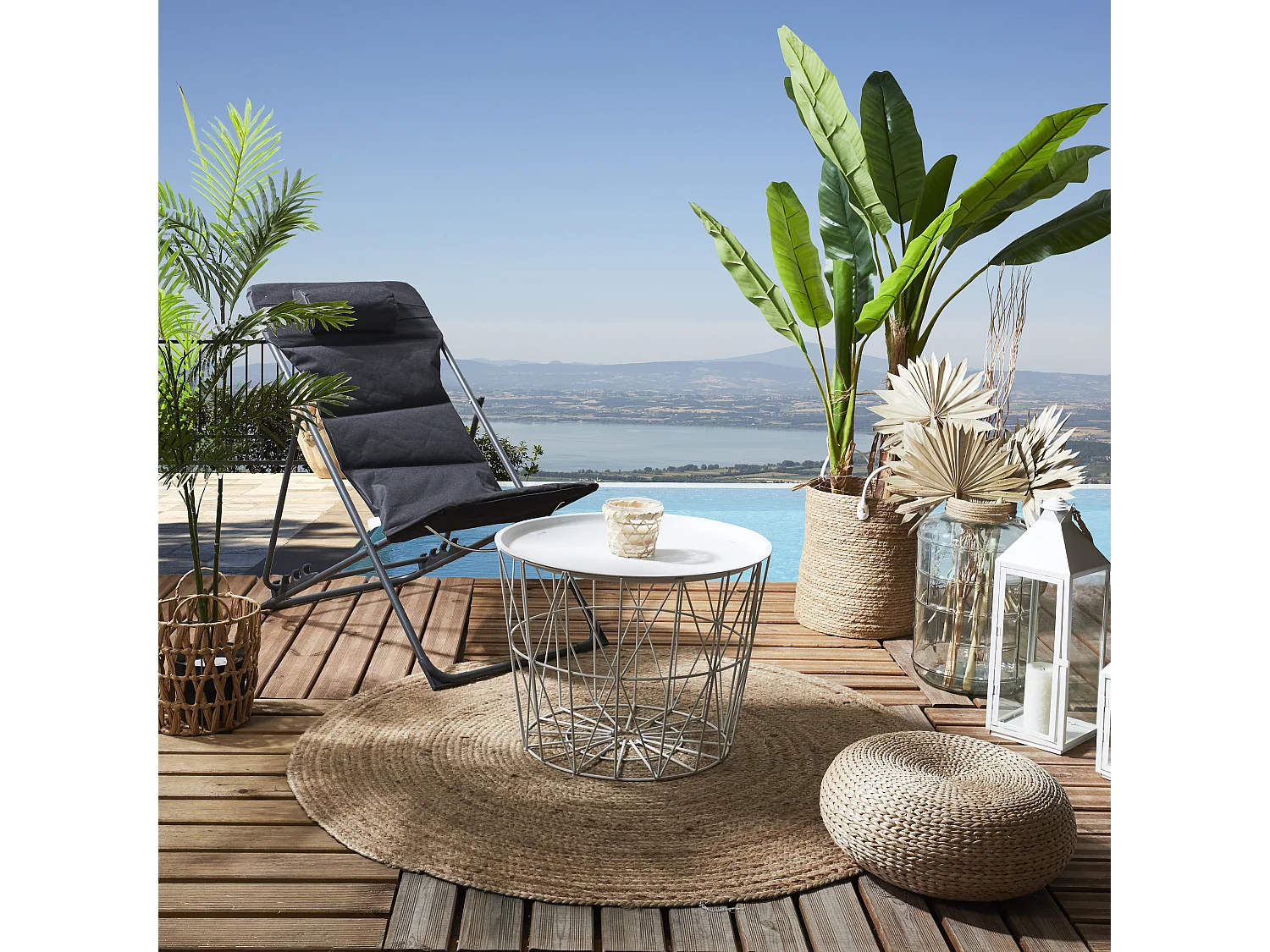 Table Filaire Metal Blanc Diametre 50cm Blanc